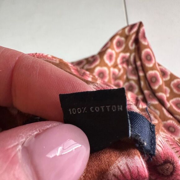 Vtg Y2K GAP Midi Slip Dress Floral Print Brown Pink 100% Cotton Back Zip Size 8 - Picture 10 of 11